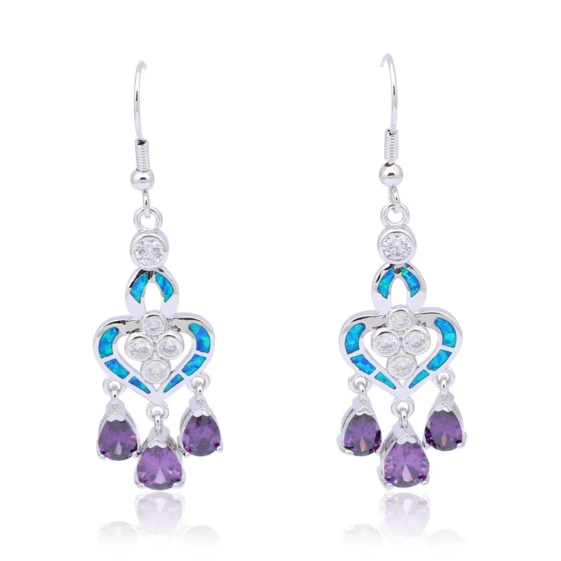 Opal Earrings Dangle - Boucles d'oreilles en forme de cœur
