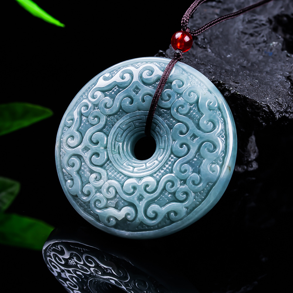 Necklace Pendant - Collier pendentif fleur en jadéite birmane