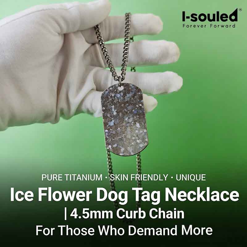 Mens Dog Tag Necklace - Collier en titane pur, chaîne gourmette