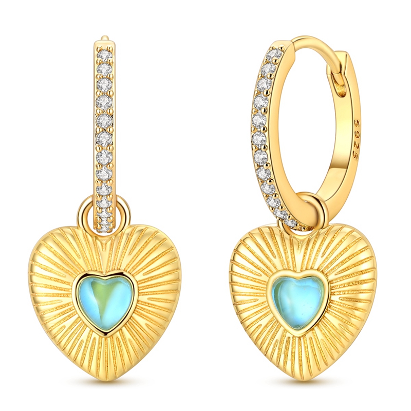 Opal Earrings Dangle - Boucles d'oreilles créoles pendantes en argent