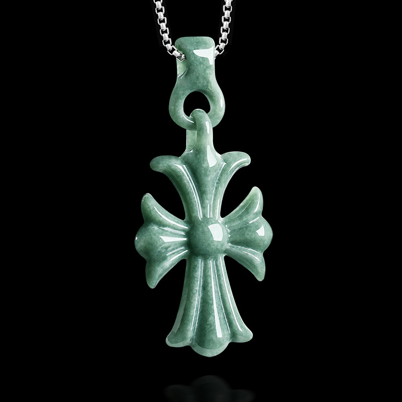 Necklace Pendant - Collier pendentif croix en jadéite birmane