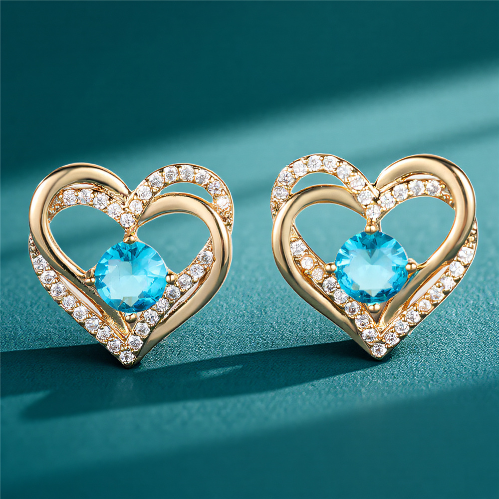 Opal Earrings Dangle - Petites boucles d'oreilles en zircon bleu