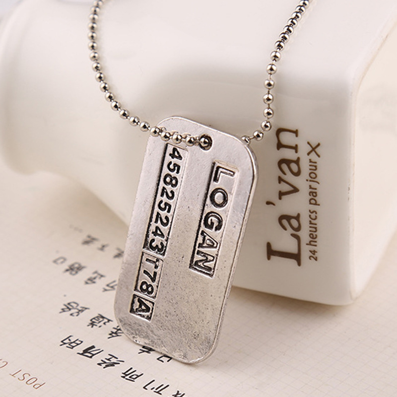 Mens Dog Tag Necklace - X-Collier en argent pour homme, étiquette