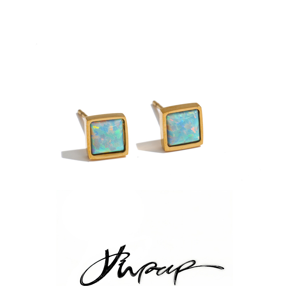 Opal Earrings Dangle - Yhpup 2026 Boucles d'oreilles clous carrées