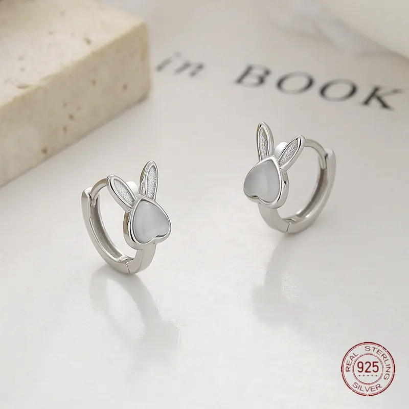 Opal Earrings Dangle - Boucles d'Oreilles Lapin Opale Zodiac Hoop