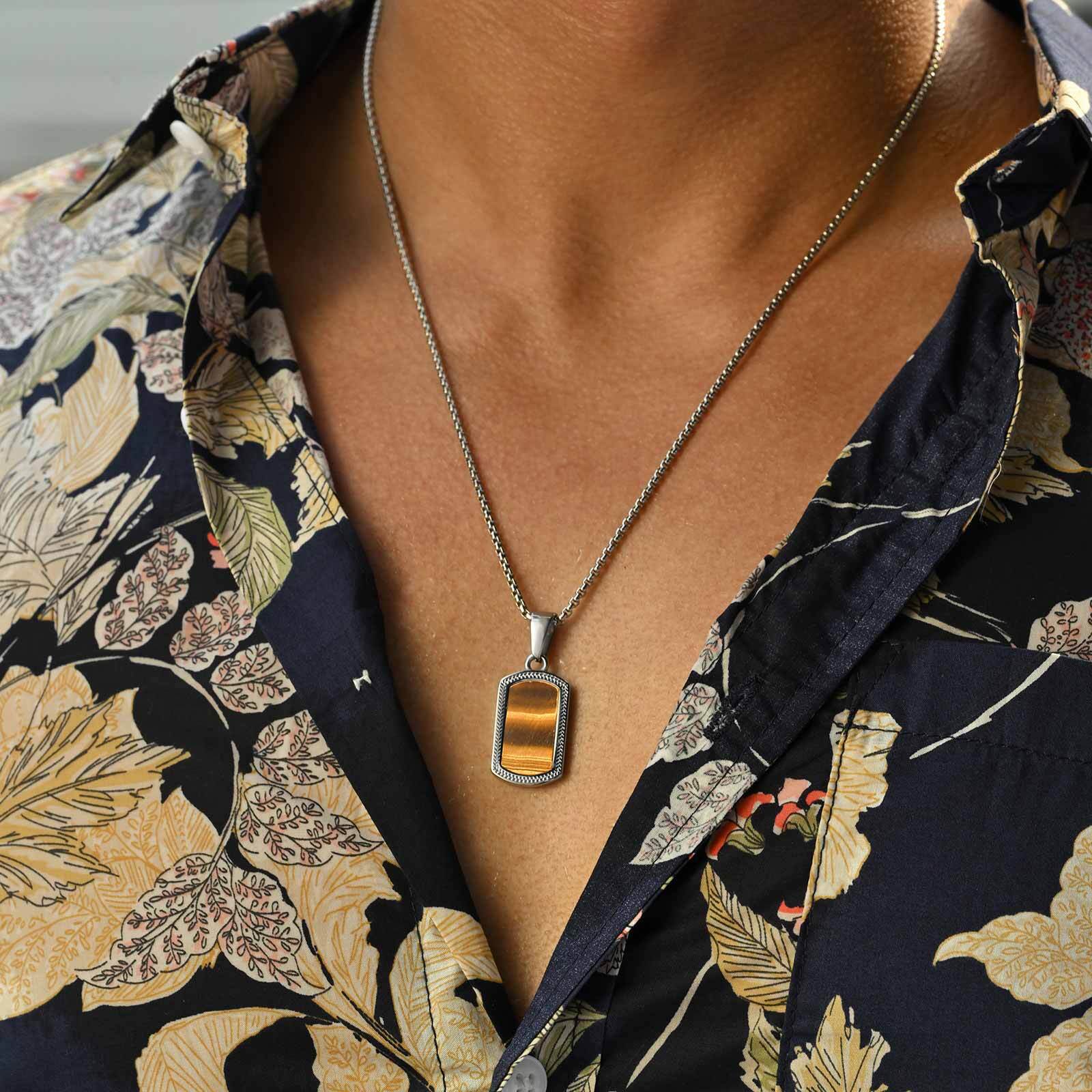Mens Dog Tag Necklace - Vnox – collier avec pendentif en