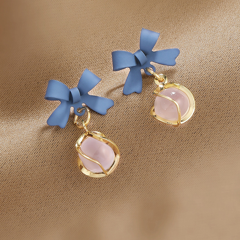 Opal Earrings Dangle - Boucles d'oreilles rondes en opale pour