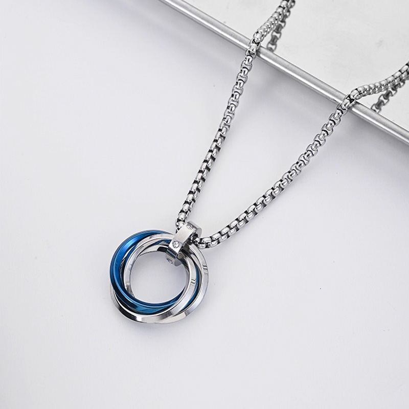 Collier Hip-hop à trois anneau - Mens Dog Tag Necklace avis et prix