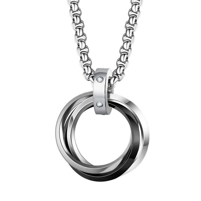 Collier Hip-hop à trois anneau - Mens Dog Tag Necklace avis et prix