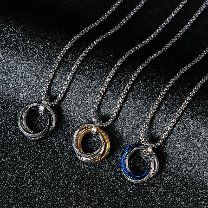 Collier Hip-hop à trois anneau - Mens Dog Tag Necklace avis et prix