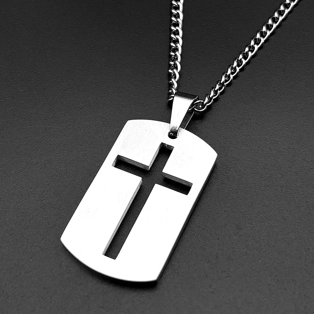 Collier avec pendentif croix b - Mens Dog Tag Necklace avis et prix