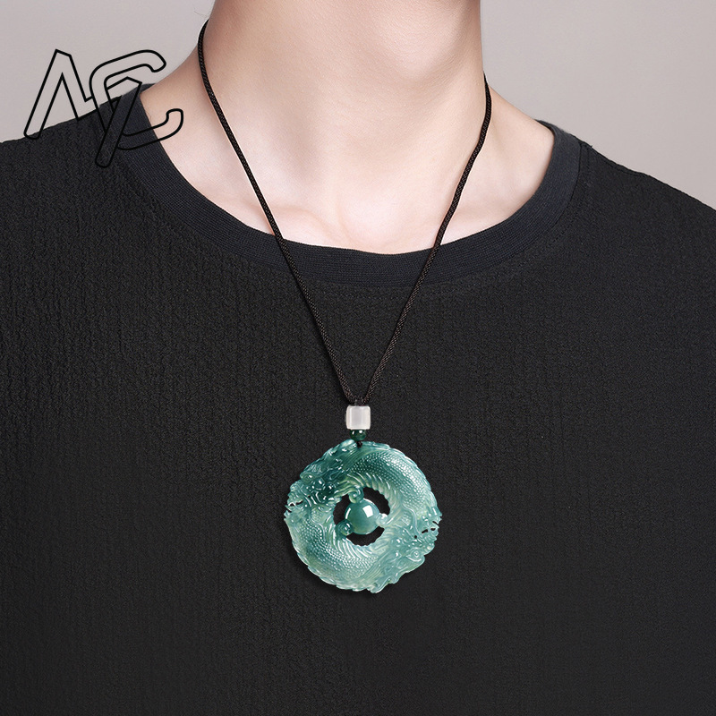 Collier pendentif en jade bleu - Necklace Pendant avis et prix