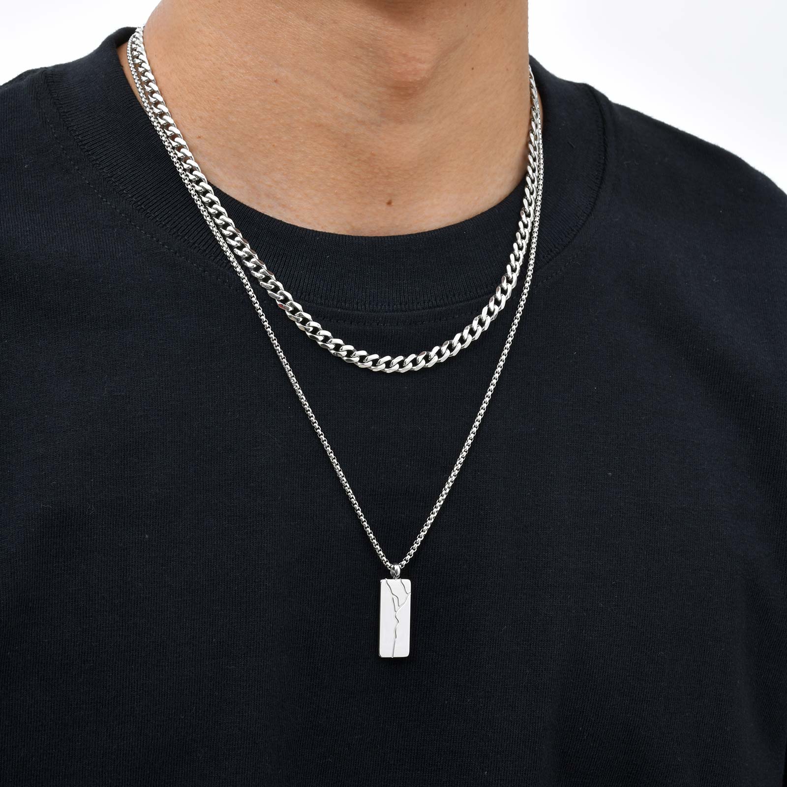 Collier pendentif carré craque - Mens Dog Tag Necklace avis et prix