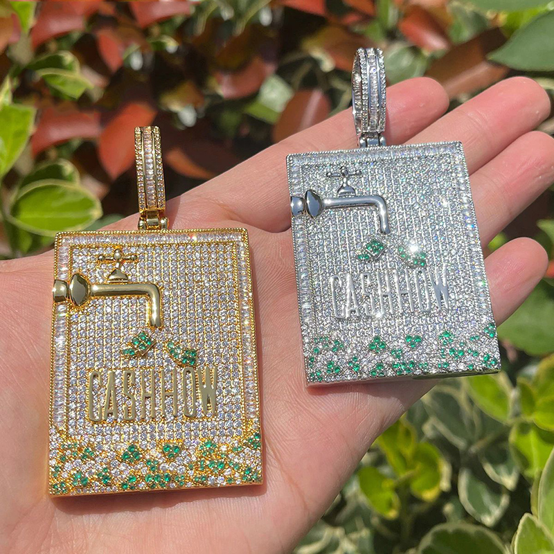 Hip Hop 3A + CZ pierre pavé Bl - Mens Dog Tag Necklace avis et prix