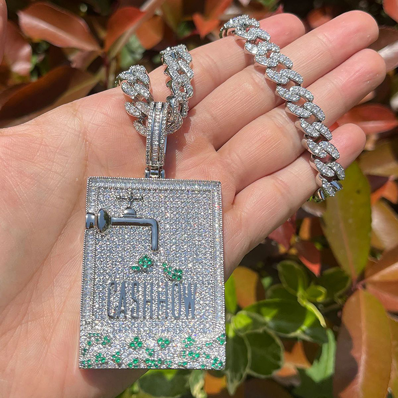 Hip Hop 3A + CZ pierre pavé Bl - Mens Dog Tag Necklace avis et prix