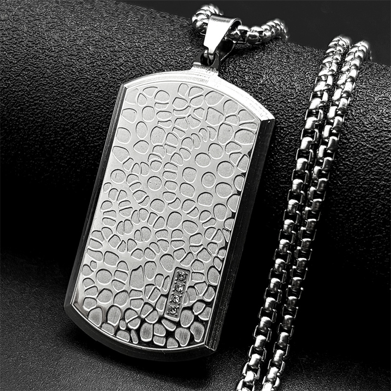 Collier rétro en acier inoxyda - Mens Dog Tag Necklace avis et prix