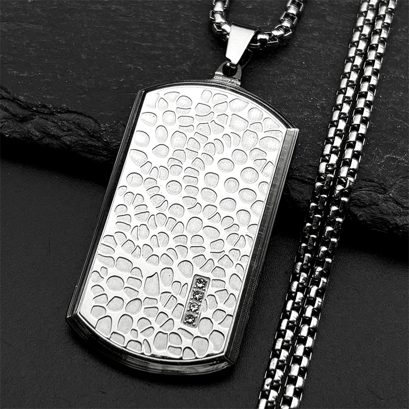 Collier rétro en acier inoxyda - Mens Dog Tag Necklace avis et prix