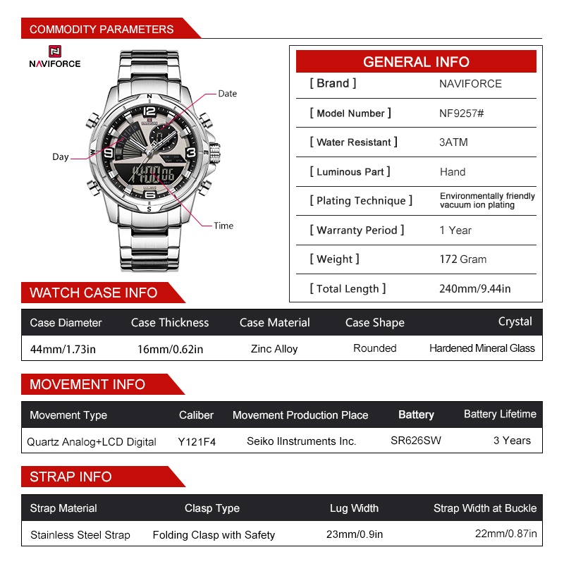 NAVIFORCE – montre à double af - Watch Display Box avis et prix
